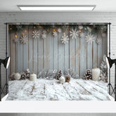Lofaris Aus Holz Wand Schneeflocke Schneebedeckt Boden Weihnachten Hintergrund